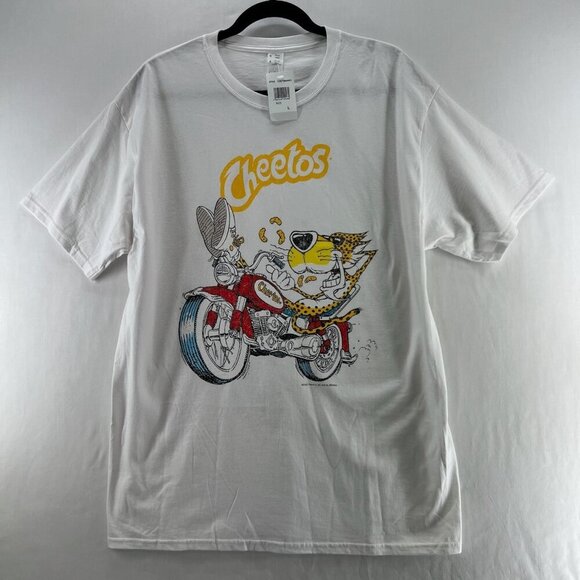 Unbranded Other - Cheetos Chester Cheetah Motorcycle Graphic Tee Men L Crewneck Short Sleeve White